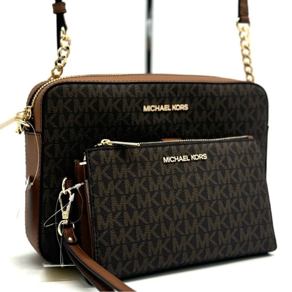 Michael Kors Large EW Crossbody Bag & Large Double Zip Wallet Brown - Picture 3 of 13